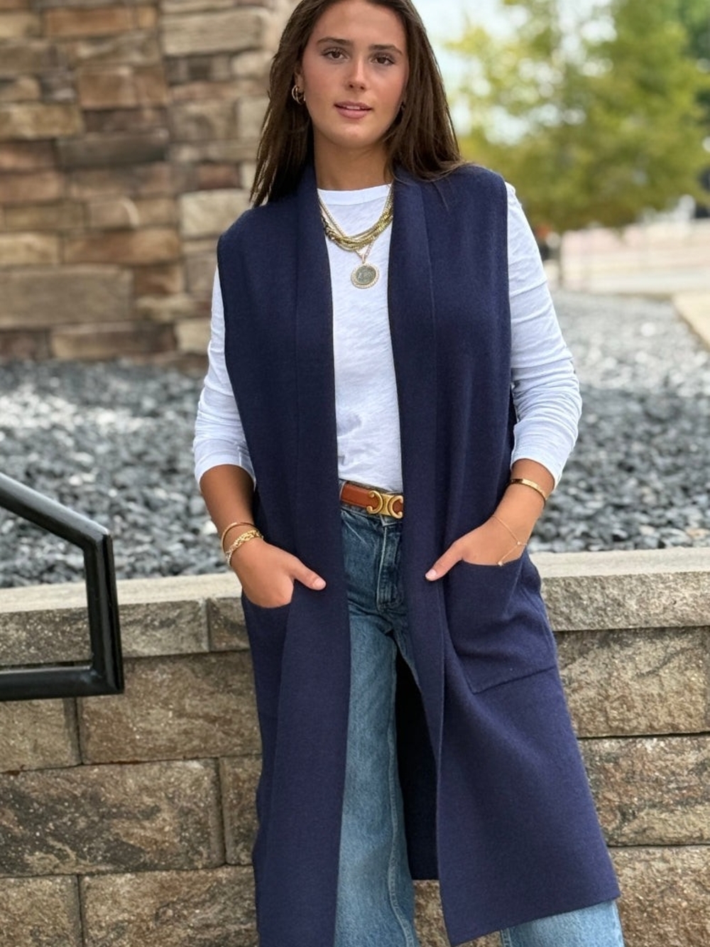 Preview Collection Deep Purple V‑Neck Merino Wool Sleeveless Cardigan